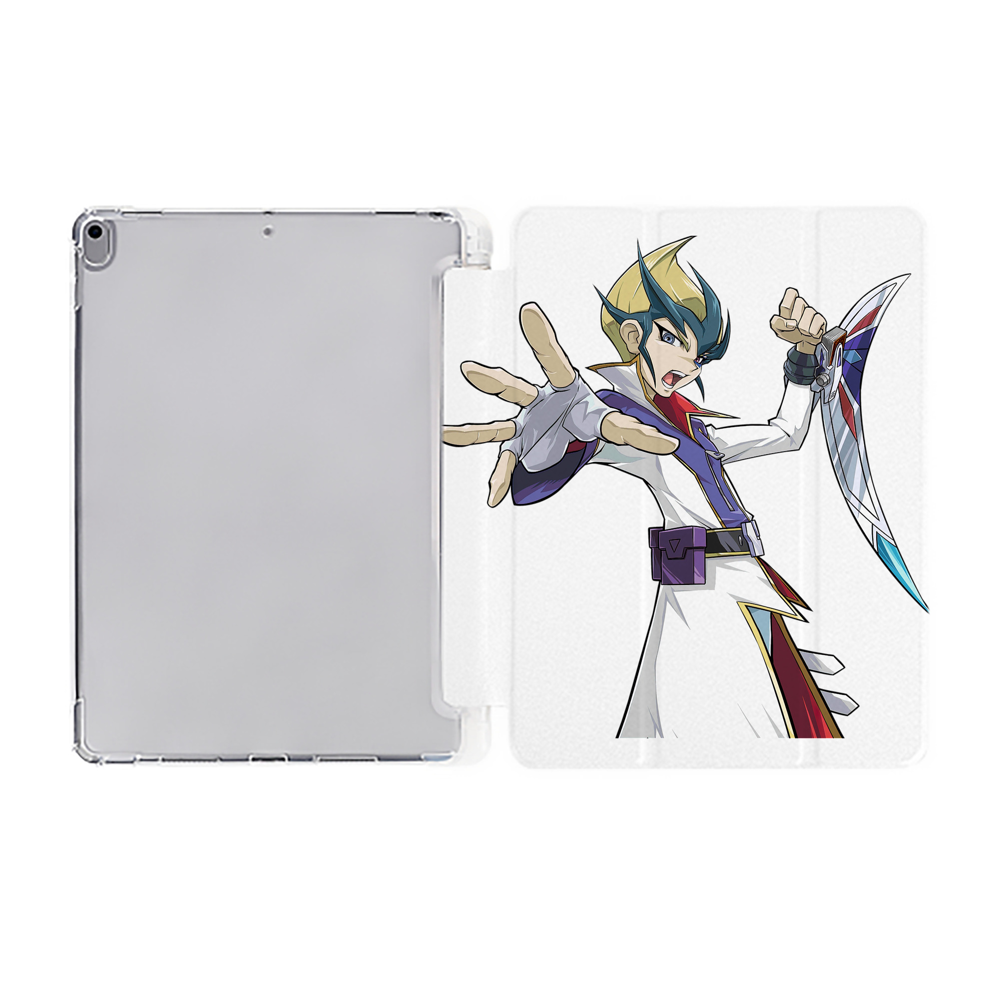 （画像用） 遊☆戯☆王 Yu-Gi-Oh! IPad ケース ペン収納付き 三つ折りスタンド PUレザー×シリコン 対応機種9.5/10.5/10.9インチ